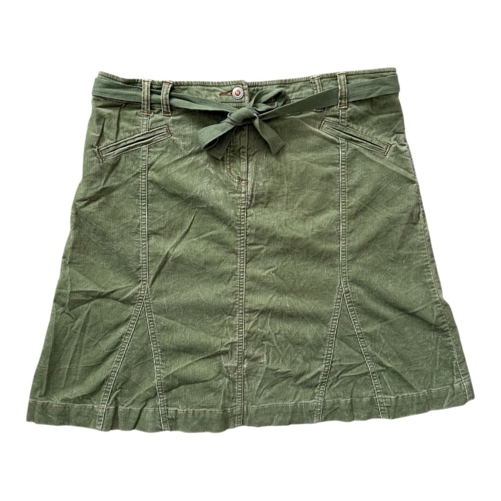 Olive Green A-Line Skirt with Waist Tie
